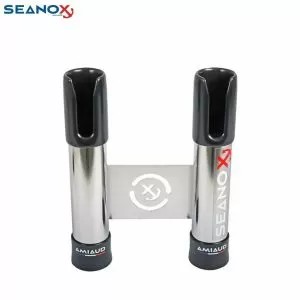 Двойна стойка за въдици SEANOX 498002 (полирана стомана/черна капачка)
