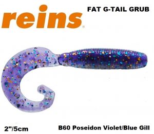 REINS Fat G Tail Crub 2" 5cm 20pcs. #B60 Poseidon Violet/Neon Blue Gill
