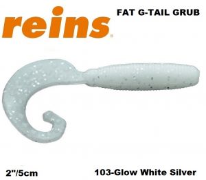 REINS Fat G Tail Crub 2" 5cm 20pcs. #103 Glow White Silver
