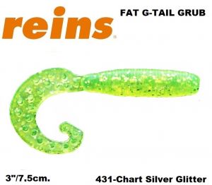 REINS Fat G Tail Crub 3" 7.5cm 12pcs. #431 Chart Silver Glitter