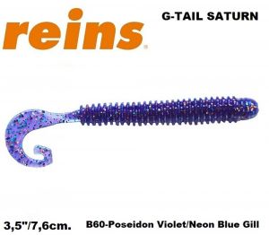 REINS G Tail Saturn 3.5" 7.6cm 12pcs. #B60 Poseidon Violet /Neon Blue Gill
