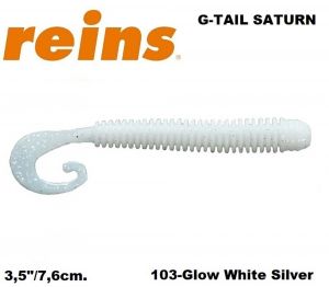 REINS G Tail Saturn 3.5" 7.6cm 12pcs. #103 Glow White Silver