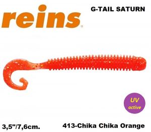 REINS G Tail Saturn 3.5" 7.6cm 12pcs. #413 Chika Chika Orange