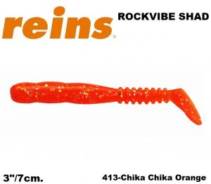 REINS Rockvibe Shad 3" 7cm 15pcs. #413 Chika Chika Orange