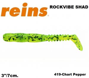 REINS Rockvibe Shad 3" 7cm 15pcs. #419 Chart Pepper