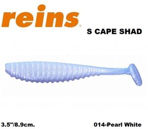 REINS S Cape Shad 3.5" 8.9cm 6pcs #014 Pearl White